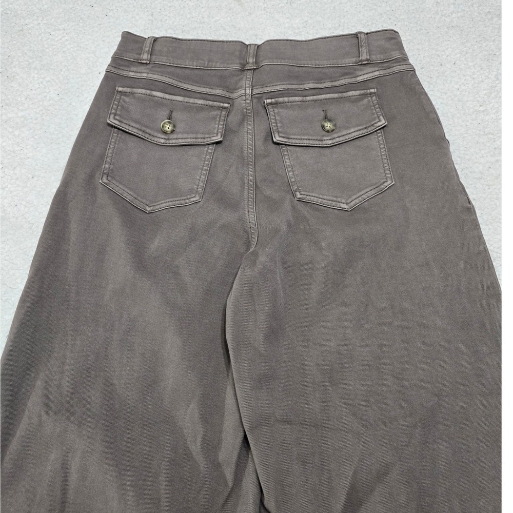 Spanx Stretch Twill Cropped Wide Leg Pants Smoke Gray Petite Large 20312Q NWT - Picture 8 of 13